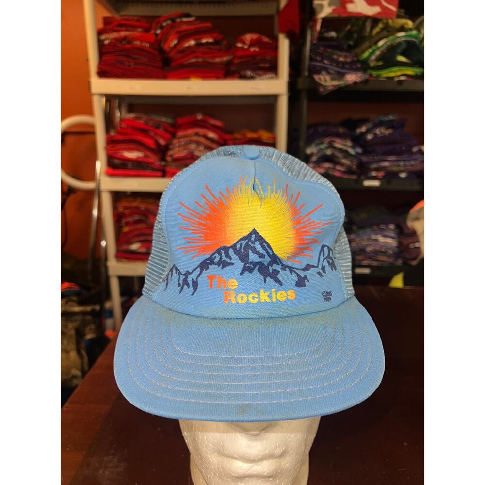 Vintage The Rockies Hat Rocky Mountain Range Graphic Colorado Cap Snapback Worn